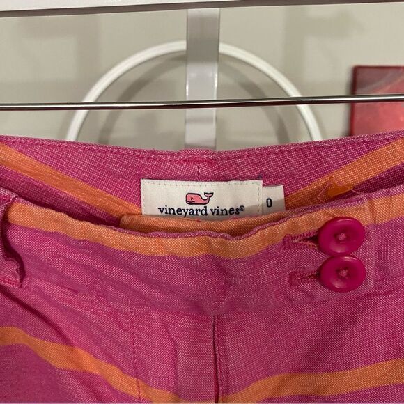 vineyard vines preppy stripe short size 0 pink & orange 100% cotton - Picture 4 of 4